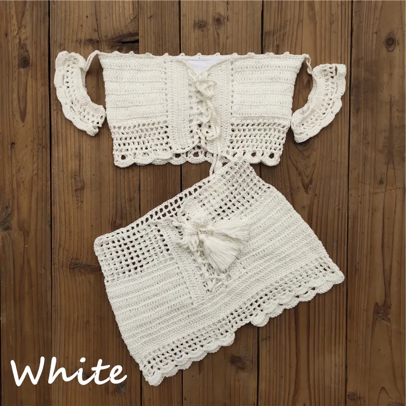 6 цветов модный пляжный комплект бикини вязаный купальник крючком в богемном