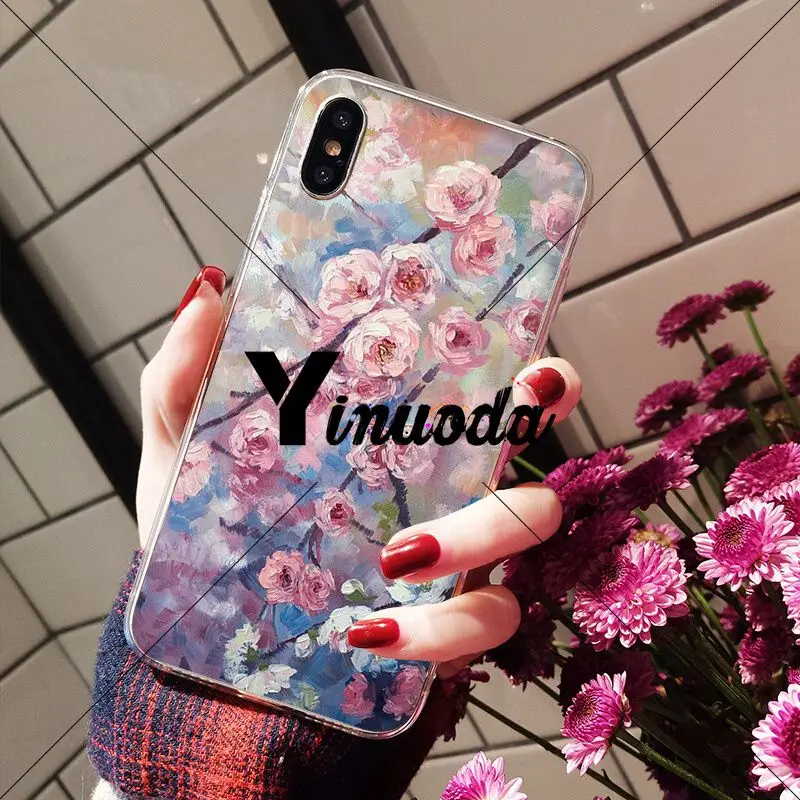 Yinuoda цветочный Вишневый дерево на заказ фото мягкий чехол для телефона iPhone 6S 6plus 7