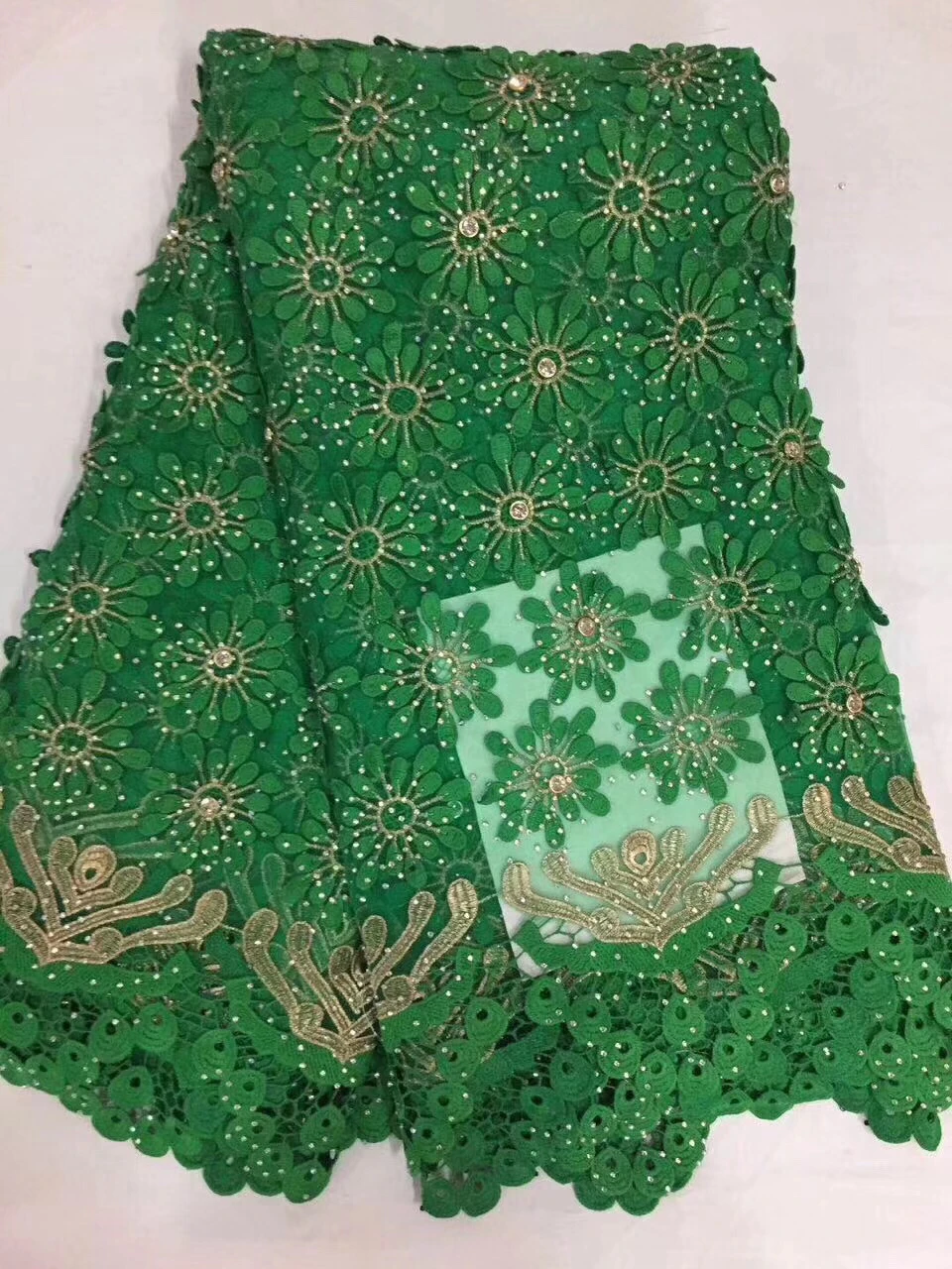 

green African lace fabric 2018 high quality lace french mesh fabric beaded stones nigerian swiss lace fabrics for dress K-YY928