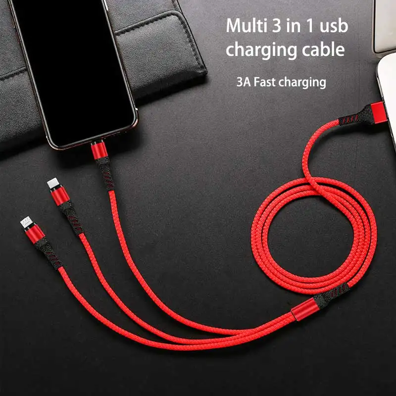 Usb зарядный кабель для xiaomi huawei 3 в 1 провод для быстрого заряда для samsung oneplus type c микро Быстрый зарядный кабель для xiaomi oppo
