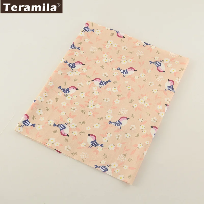 TERAMILA 100% Cotton twill fabric Clothing Patchwork DIY bedding Beige Bird Style Home Textile Quilting scrapbooking Tissue|cotton twill|cotton