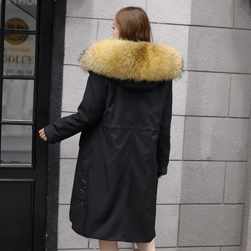 Natural fox fur collar fur pike jacket winter women's jacket real fox fur collar natural fox fur long coat Rex rabbit hair