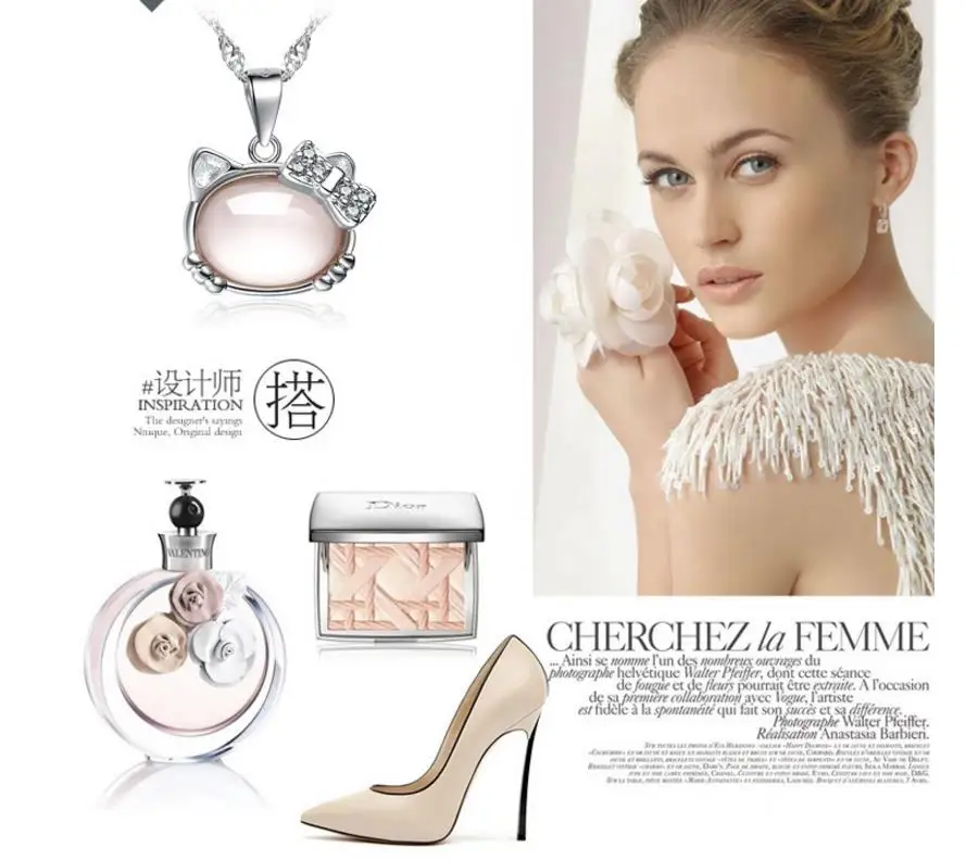 TJP милый розовый кристалл камни кошка кулоны ожерелье для женщин ювелирные