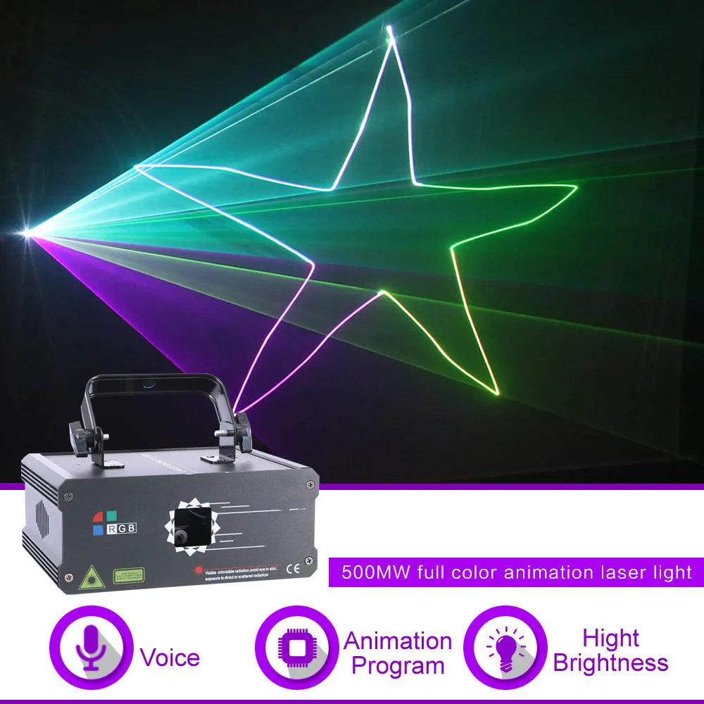 Sharelife Mini 500 МВт RGB Полноцветный анимационный узор DMX луч Лазерный свет для