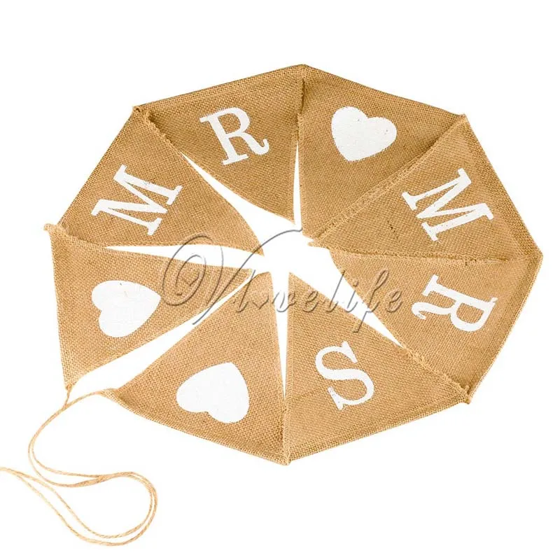 5 шт. баннеры MR MRS винтажные джутовые флажки из мешковины для свадебной вечеринки