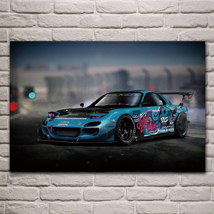 

Cool rx7 sport car drift racing car posters on the wall picture home living room decoration for bedroom KH642