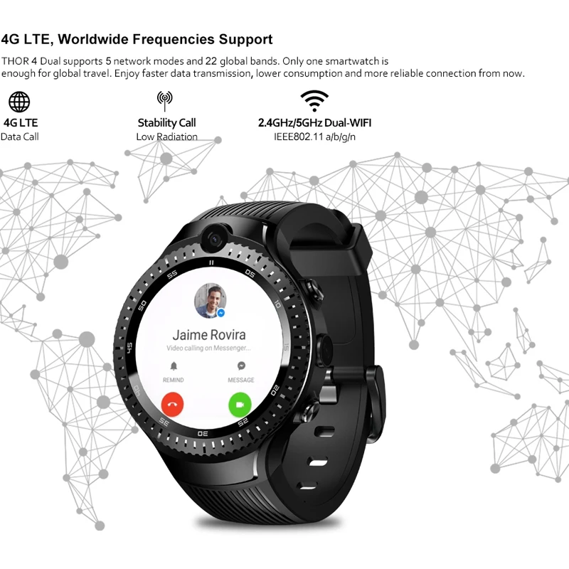 Умные часы Zeblaze THOR 4 Две сим карты камера 5 Мп GPS ГЛОНАСС Wi Fi пульсометр прием