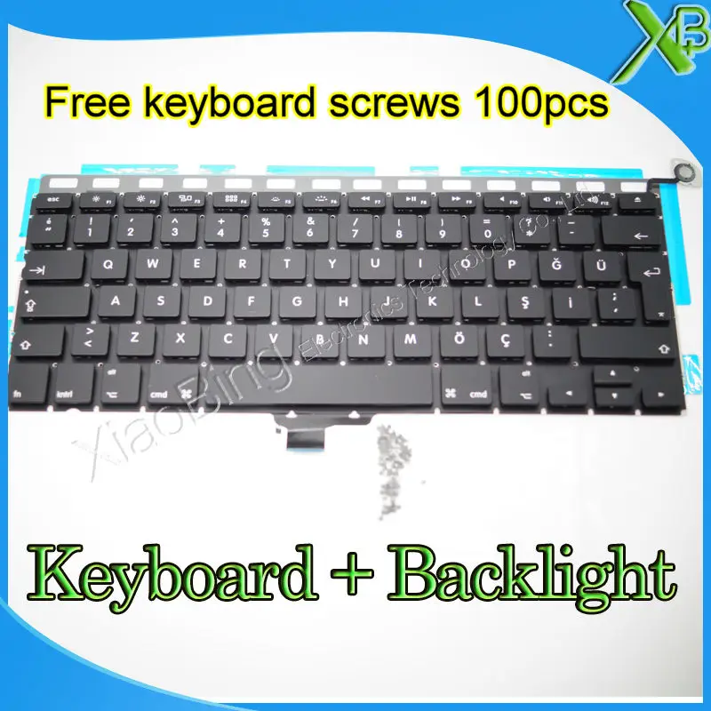 Brand New For MacBook Pro 13.3&quot A1278 TR Turkish Turkey keyboard+Backlight Backlit+100pcs keyboard screws 2008-2012 Years |