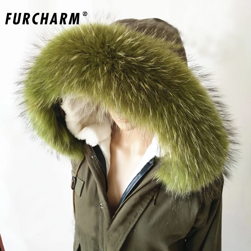 2019 новый большой Размеры 100% из натурального енота меховой воротник шарф для