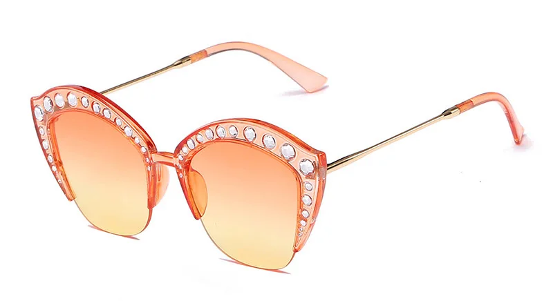 C7Clear OrangeYellow Emosnia роскошные сексуальные женские солнцезащитные очки с маленькими бриллиантами кошачий глаз градиентные коричневые розовые брендовые дизайнерские пластиковые очки модные новые - Цвет линз: C7Clear OrangeYellow