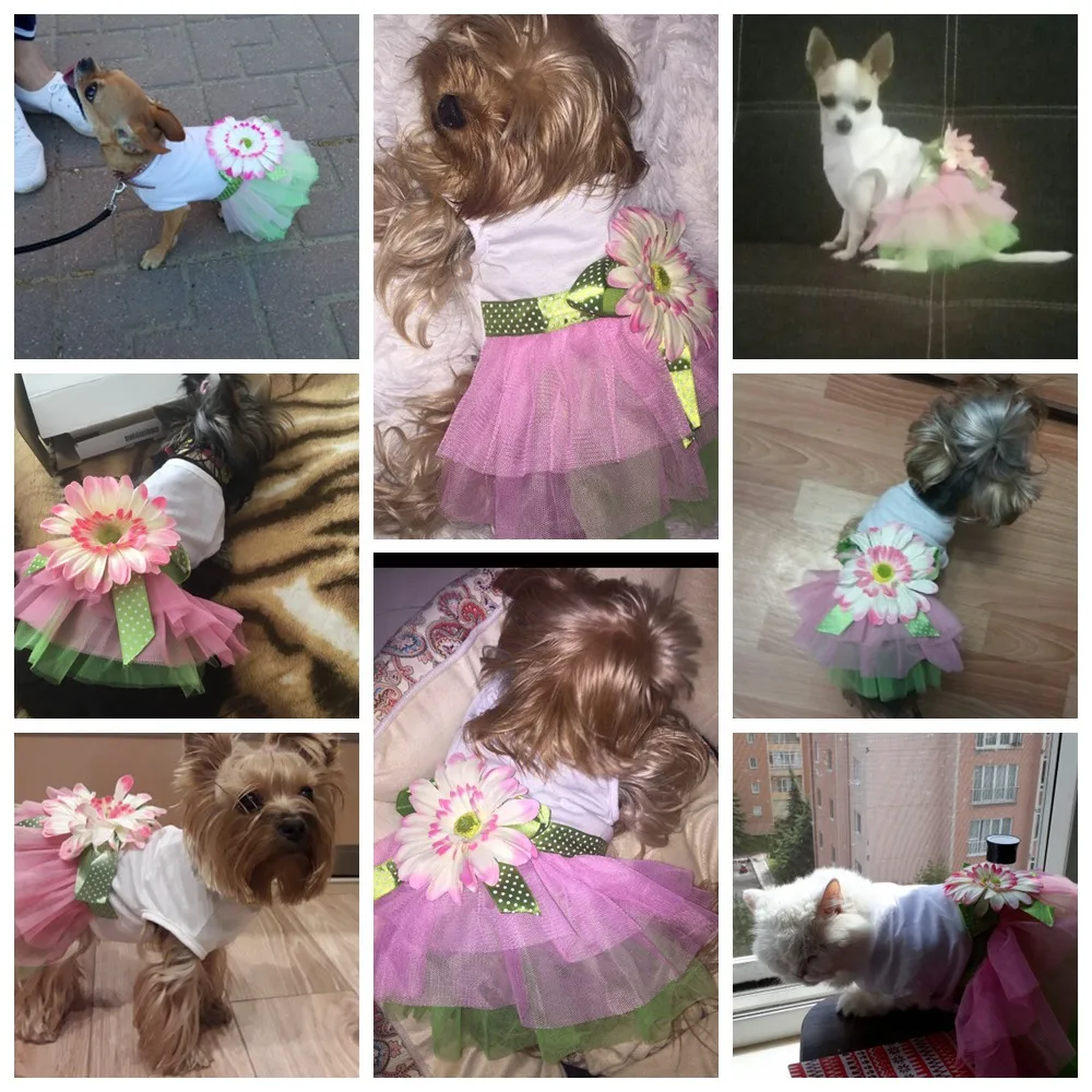 Cotton Lace Dog Dress Crystals Guipure Dogs Dresses Skirt Puppy Outfit Princess Girl Clothes Fancy Pet Products GGA004 | Дом и сад