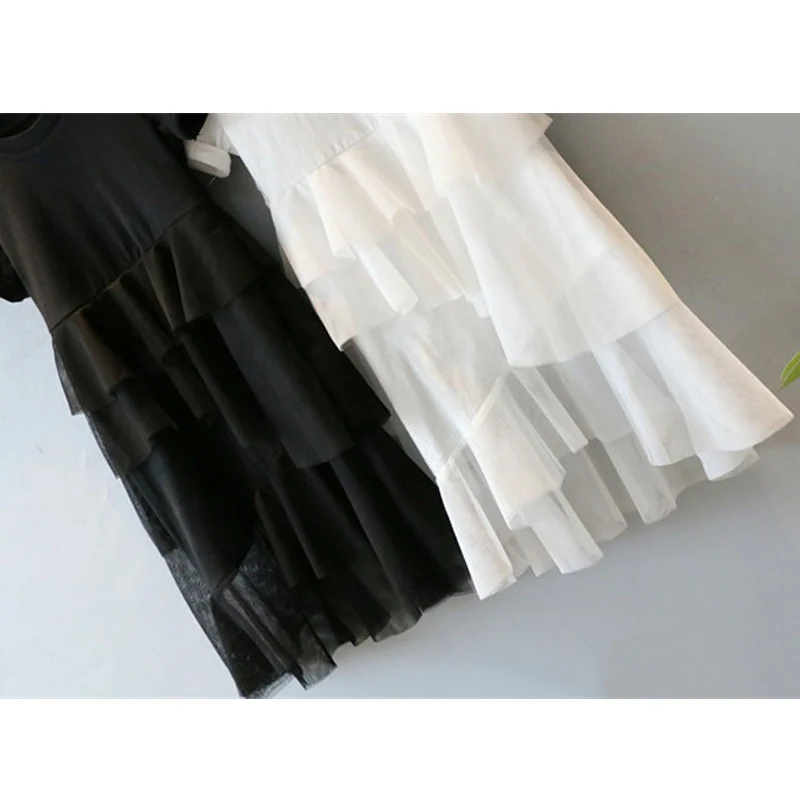 Children Dress Kids Girls Summer T-shirt Stitching Princess Tutu Dresses Cotton Short Sleeve 4-8T | Детская одежда и обувь