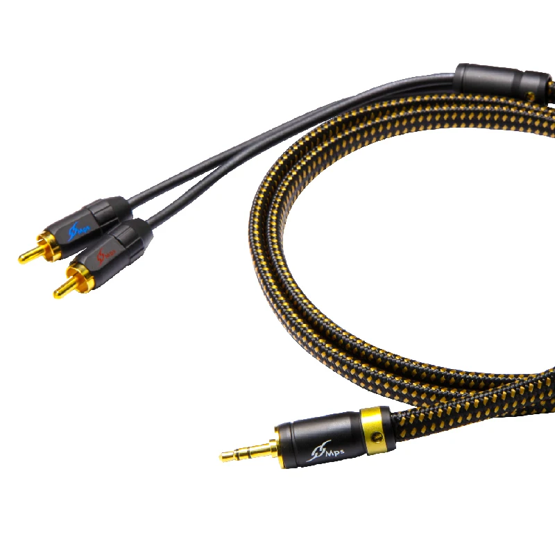 Hi Fi MPS 99.99997% Леопардовый OCC посеребренный 4K позолоченный штекер 3 5 мм до 2 RCA аудио RAC