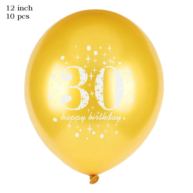 gold 30 Leeiu 10 шт 12 дюймов с днем рождения воздушные шары 30 40 50 золотые черные латексные шары вечерние украшения на день рождения - Цвет: gold 30