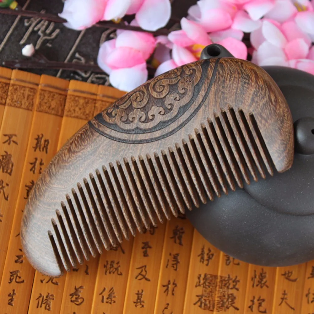 Кофейная деревянная расческа из натурального сандалового дерева супер узкая