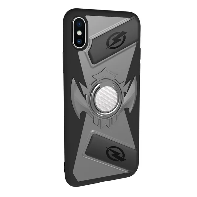 Серый Геймпад триггер чехол для iPhone X XS 7 8 подставка Магнитная автомобиля кольцо держатель Pubg игровой чехол для I Phone 6 6S Plus Броня обложка - Цвет: Серый