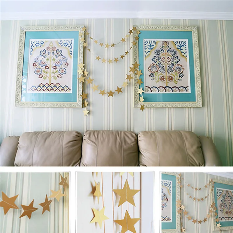 Бумажные гирлянды в форме пятиконечной звезды 4 м для свадебной вечеринки