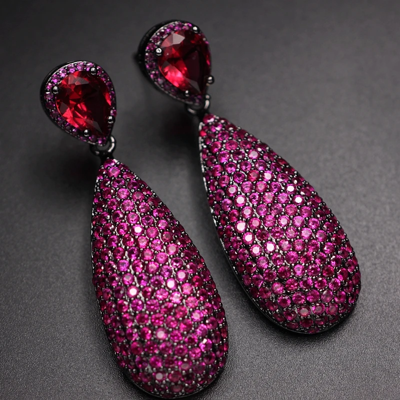 Синие Большие висячие серьги с покрытием из циркония AAA роскошные длинные