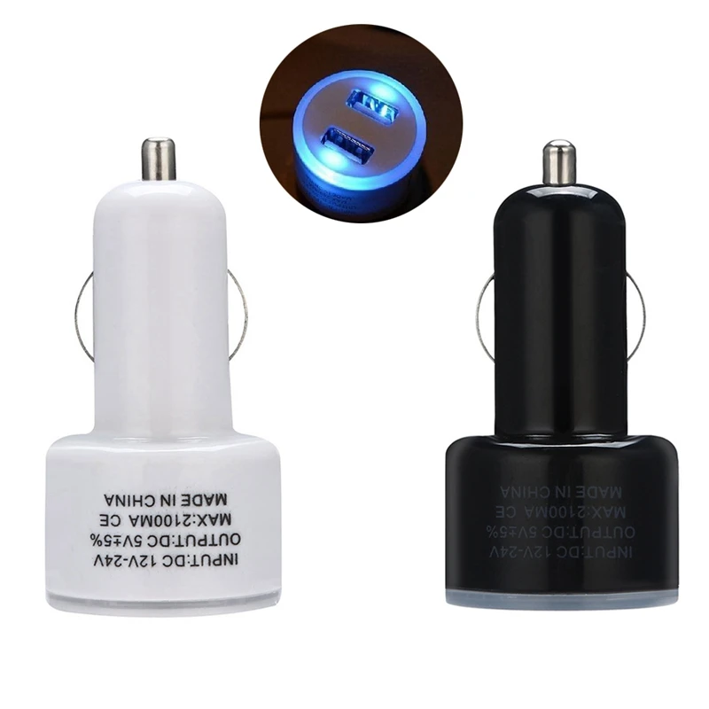 AABB-5V 2.1A 2-портовый USB Автомобильное зарядное устройство светодиодный адаптер для