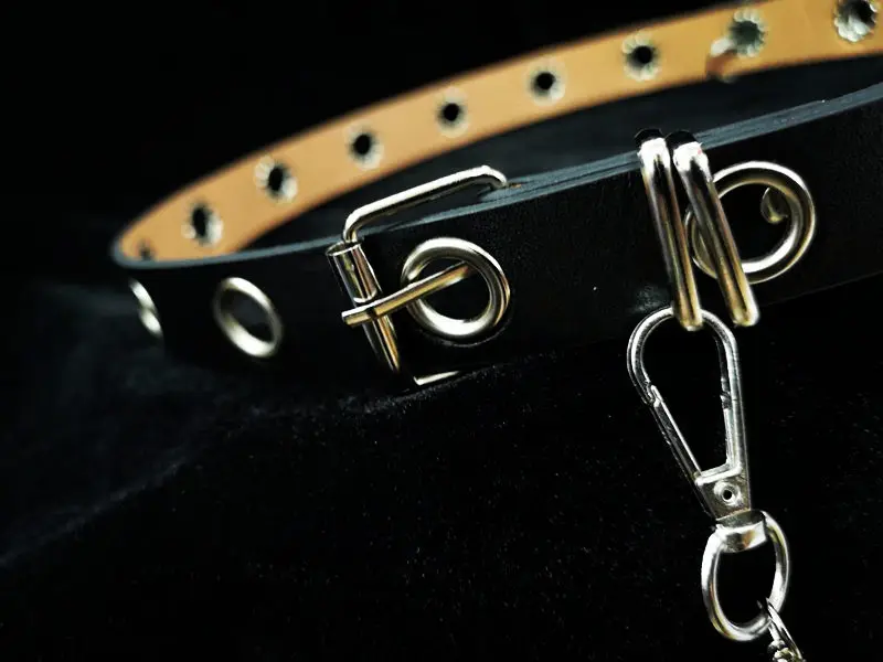 Черный панк рок ремень из искусственной кожи с перекрестной подвеской