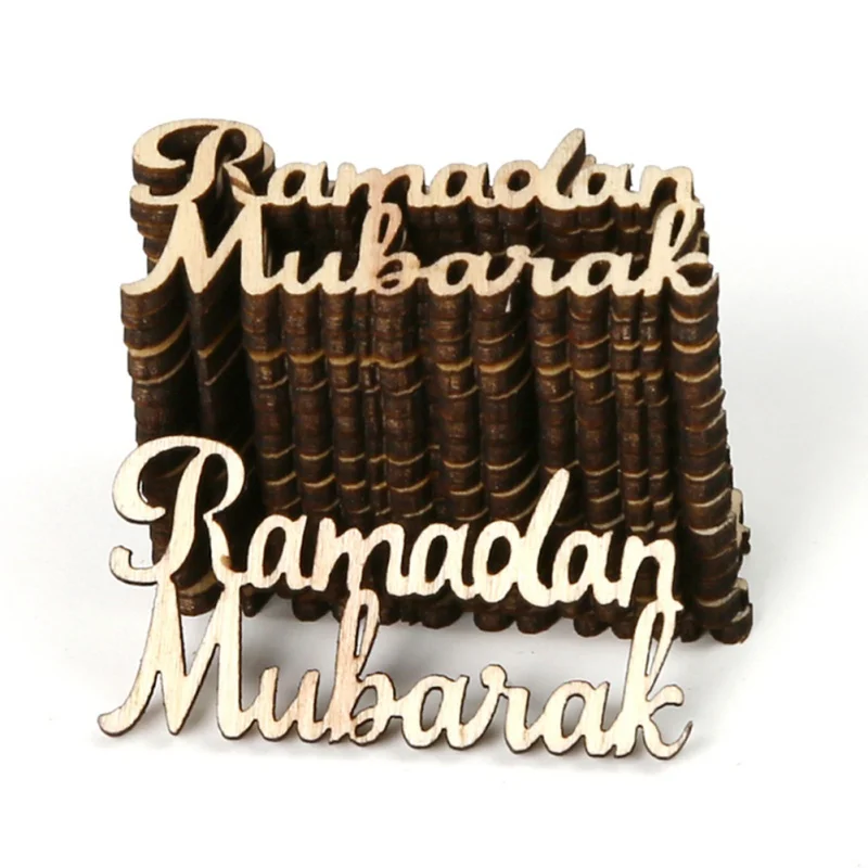 Деревянный ИД Мубарак кулон Еда пластина украшения на Рамадан DIY украшение для