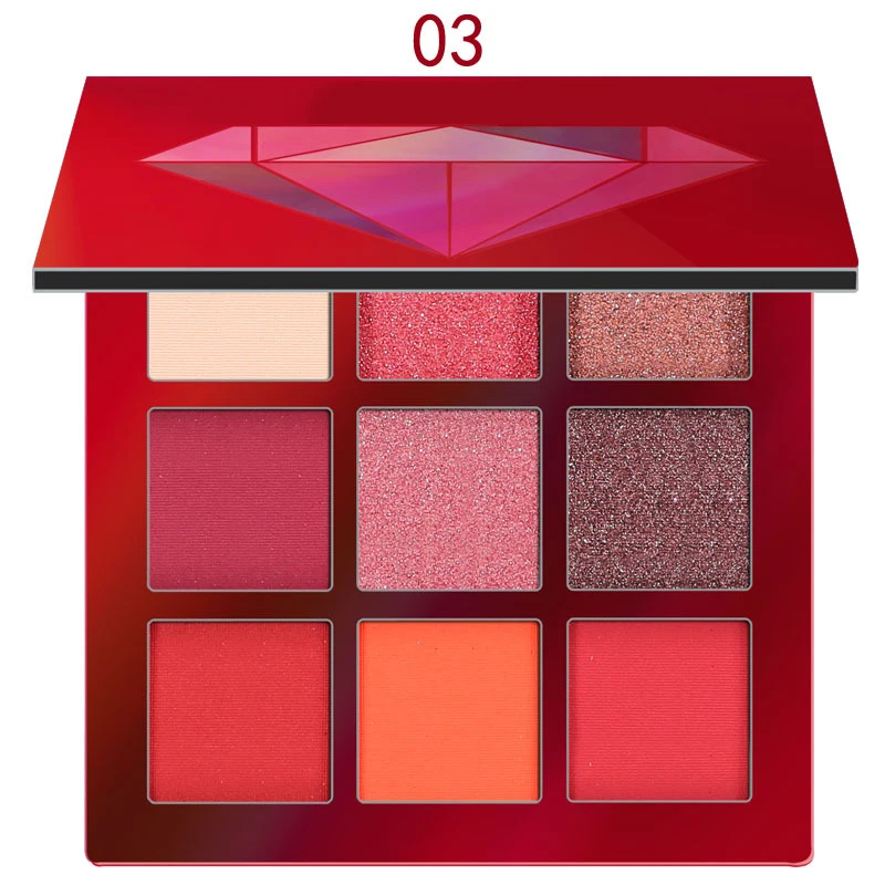 9 цветов блестящие тени для макияжа Pallete матовые век Палитра мерцающие и алмазные