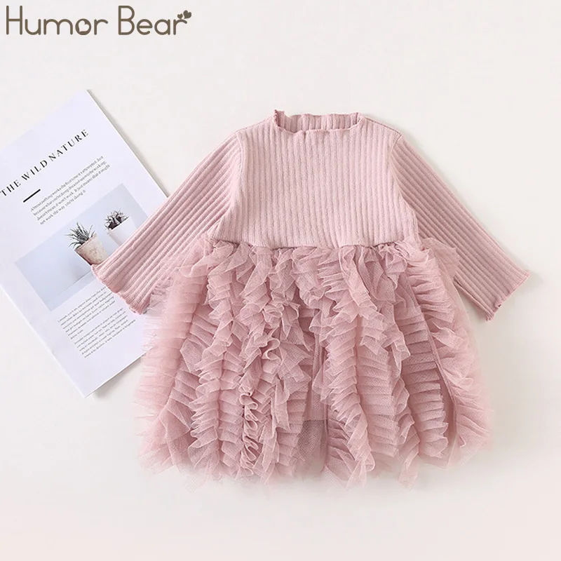 Humor Bear/платье для маленьких девочек весеннее модное пушистое однотонное вязаное