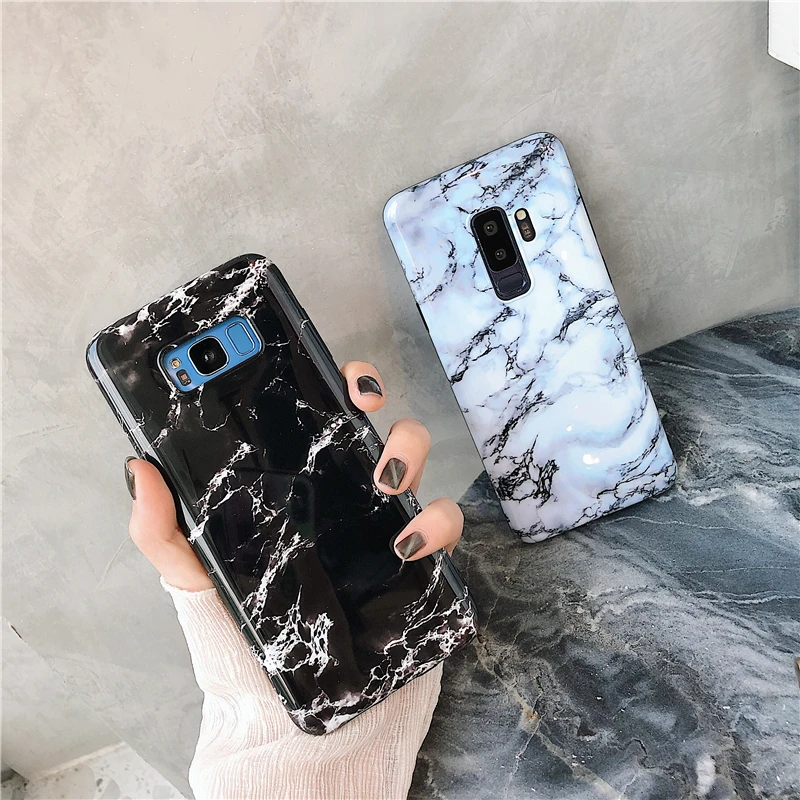YHBBCASES парные чехлы для телефонов Samsung Galaxy S8 S9 S10 Plus черный белый мраморный