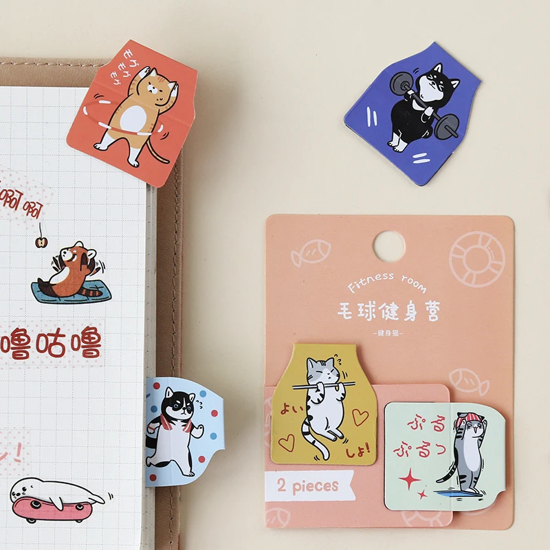 Набор Магнитных закладок для книг 4 упаковки милый кот собака в тренажерном зале