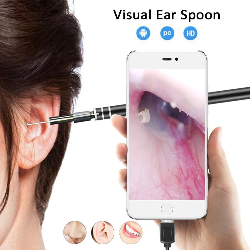 5.5mm WIFI Wireless Ear Health Care Inspection Otoscope Camera for iPhone PC Visual Earwax Pick Nose Throat | Безопасность и