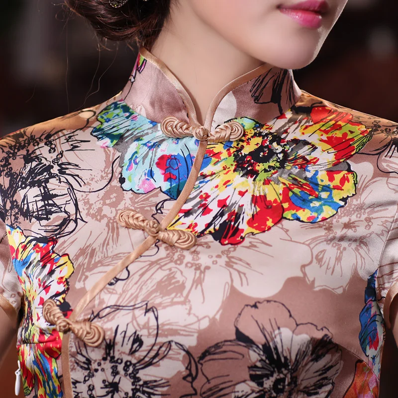 Anniversary special for ! Love birds floral Yin 2014 summer new improved cheongsam -style silk dress Slim | Тематическая одежда и