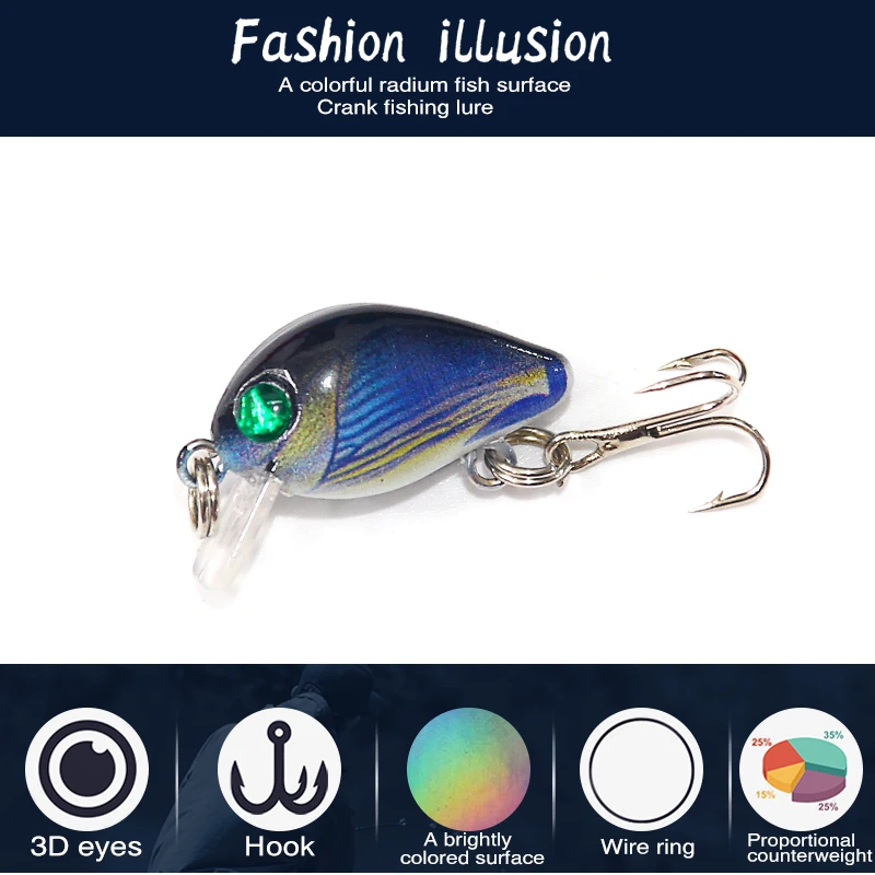 SEAPESCA 1 шт. Новый кренкбейт 2 5 см 7 г Isca искусственные приманки яркие глаза с острыми