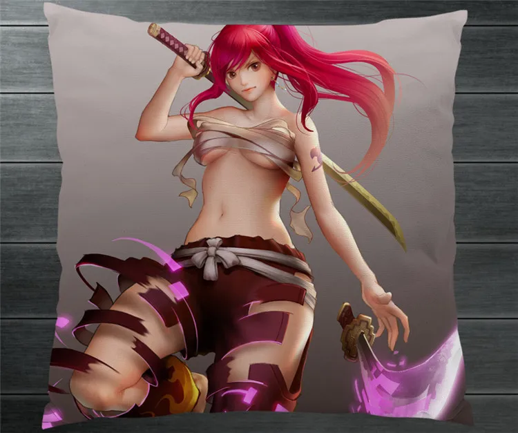 Фея Хвост Сексуальный Эрза Алая Fanart двухсторонний 40x40 см квадратный чехол для