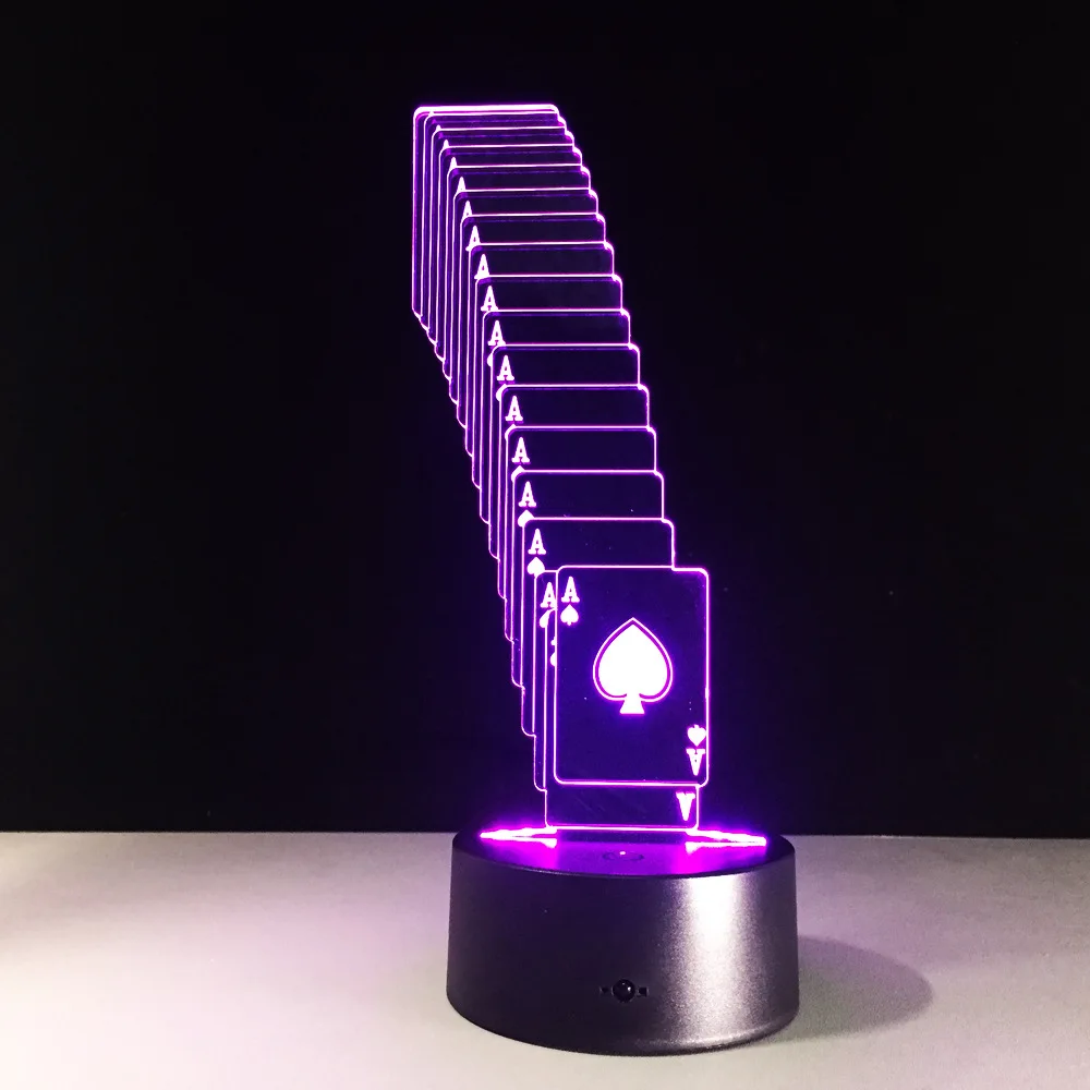Складной покер 3D лампы 7 цветов изменить стол светильник USB светодиодный Батарея