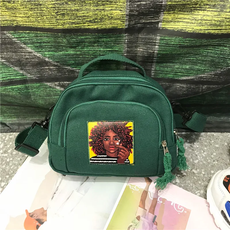 

Fashion Hot Canvas Handbag Unisex Small Size Flap Single Shoulder Bag Messenger Bags Women Bucket Bag Hip-hop personality