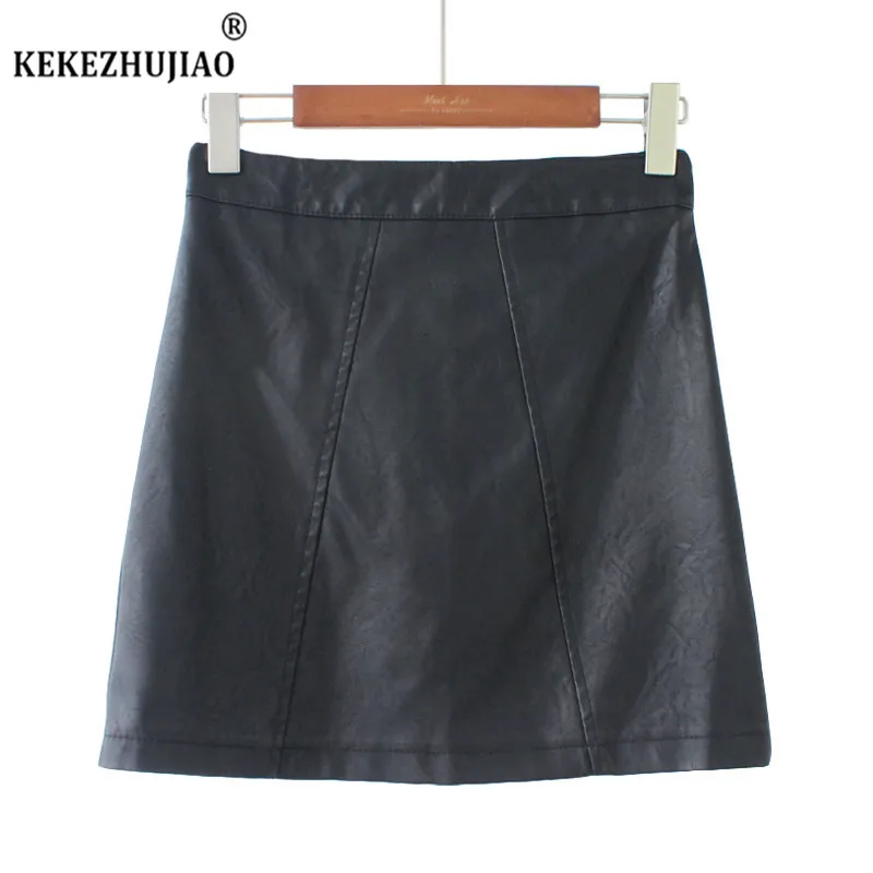 Элегантные женские мини сексуальные юбки из искусственной кожи OL однотонные с
