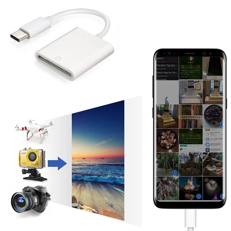 Считыватель карт памяти SD Micro OTG кабель для смарт-камеры адаптер Lightning Apple Android Samsung