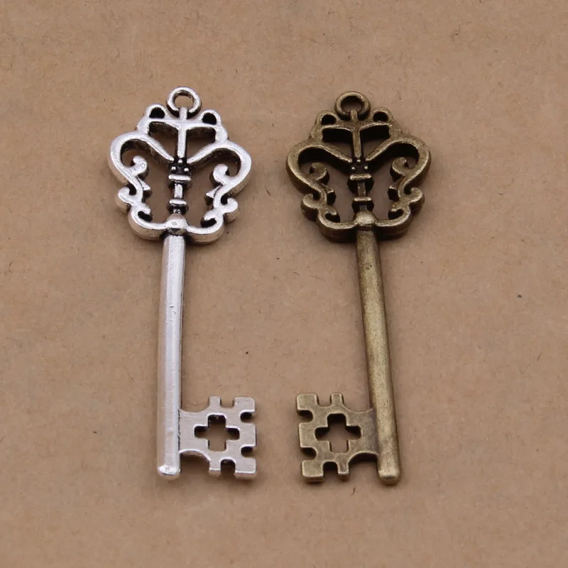 

50pcs Charm hollow butterfly key pendant 18x57mm 4.6g Antique silver bronze Handmade Jewelry Making DIY Supplies accessories