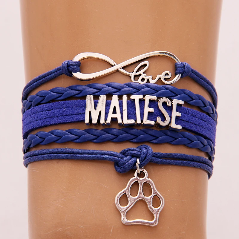 Браслет Infinity love Maltese для собак и домашних животных амулет лапа кожаный браслет