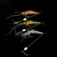 3pcslot soft shrimp fishing lure 90mm 6g with luminous balls glow hook swivels anzois para pesca sabiki rigs le007