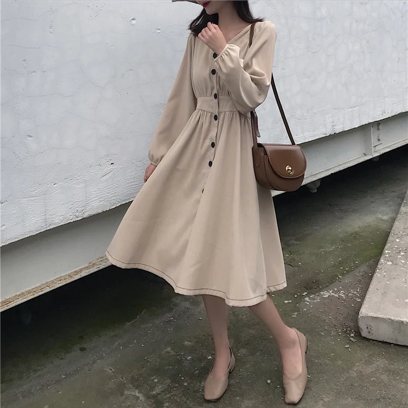 Винтажное длинное платье с одной грудью для женщин Осенние приталенные платья