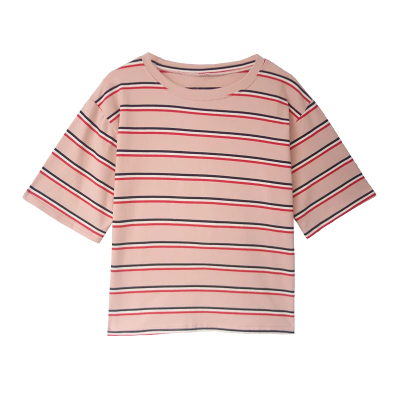 YouGeMan футболка женская летняя мода Blusas корейский Ulzzang Harajuku простая полосатая с