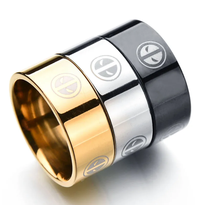 3 вида цветов дропшиппинг Дэдпул логотип из нержавеющей стали браслет кольцо