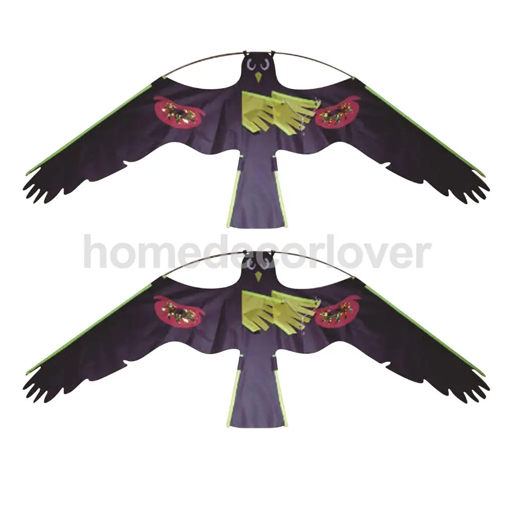 2x Black Flying Hawk Kite #1 Owl Bird Hunting Decoy Deterrent Repeller Garden Weed Pest Scarer Outdoor Kids Toys