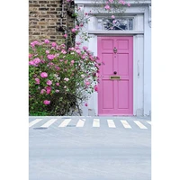 street photography backdrops pink flowers door brick wall backgrounds for photo studio portrait photocall baby shower children