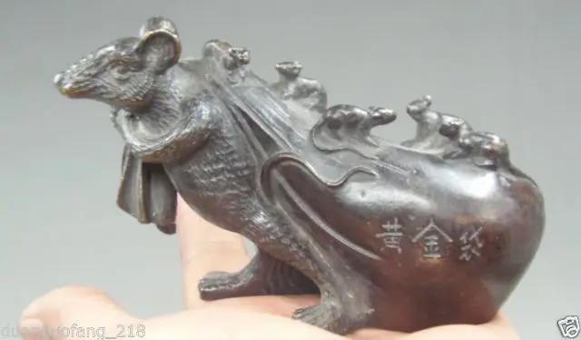 Исцеляющая Коллекционная медная резьба Милая мышь для переноски Слиток Статуя