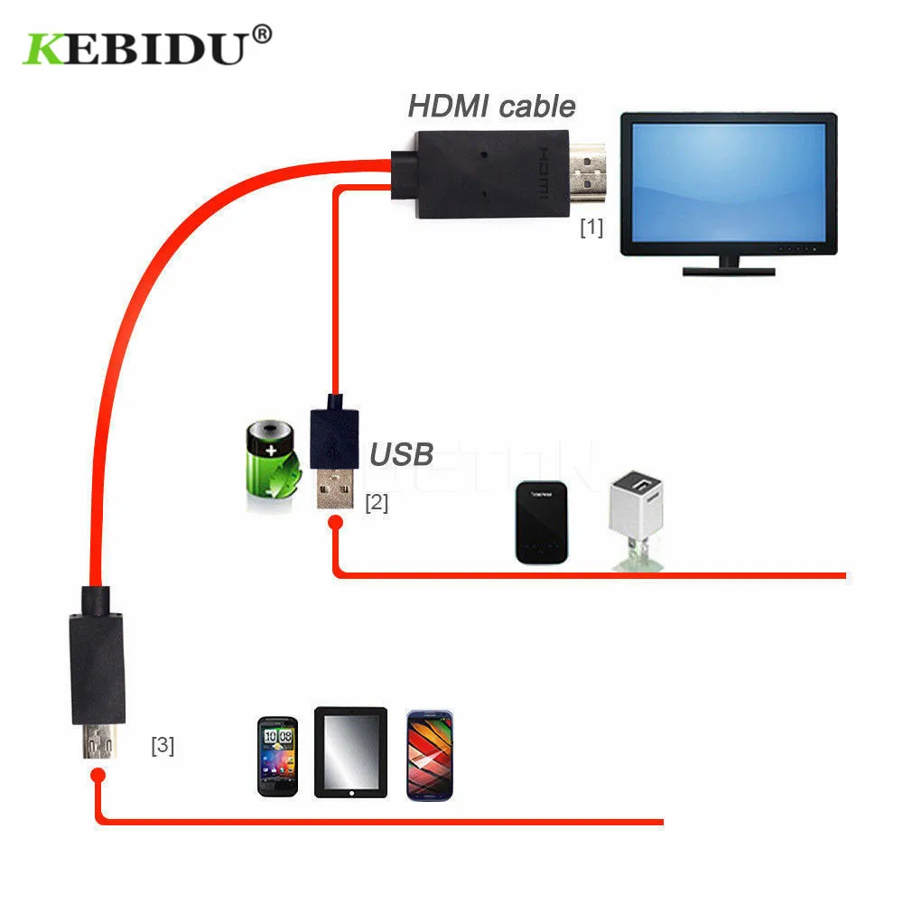 Kebidu 2M Micro USB для микро устройства кабель HD адаптер 1080P Full Samsung Galaxy S2 I9100 S I900 |