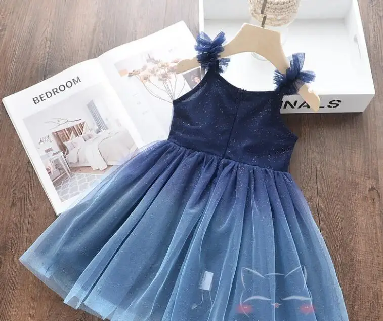 2019 Summer Blingbling Mesh Sling Dresses For Kids Baby Princess Sweet Pink Blue Dress 6 pcs/lot Wholesale | Детская одежда и