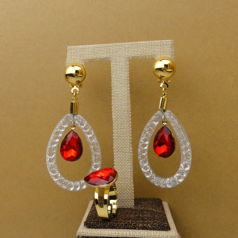 Yuminglai 2019 New Design African Jewelries Dubai Red Stone Jewelry Sets FHK5444 | Украшения и аксессуары