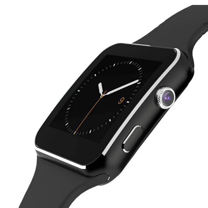 Смарт-часы X6 поддержка sim-карты TF с камерой Smartwatch Bluetooth мужские наручные часы для iPhone Xiaomi Android телефон - Цвет: Черный
